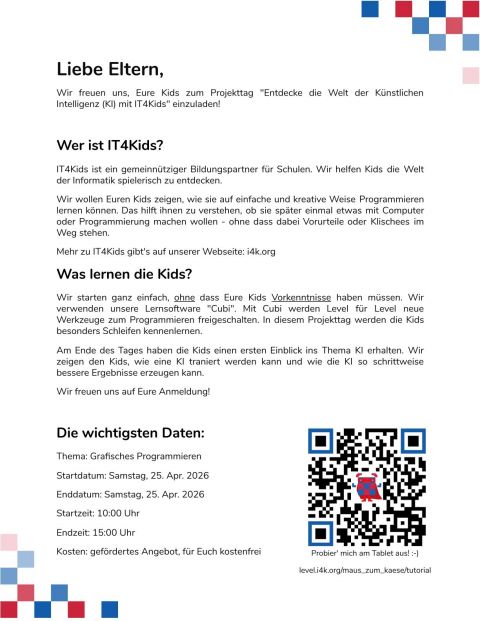 Elternbrief zum KI-Projekttag